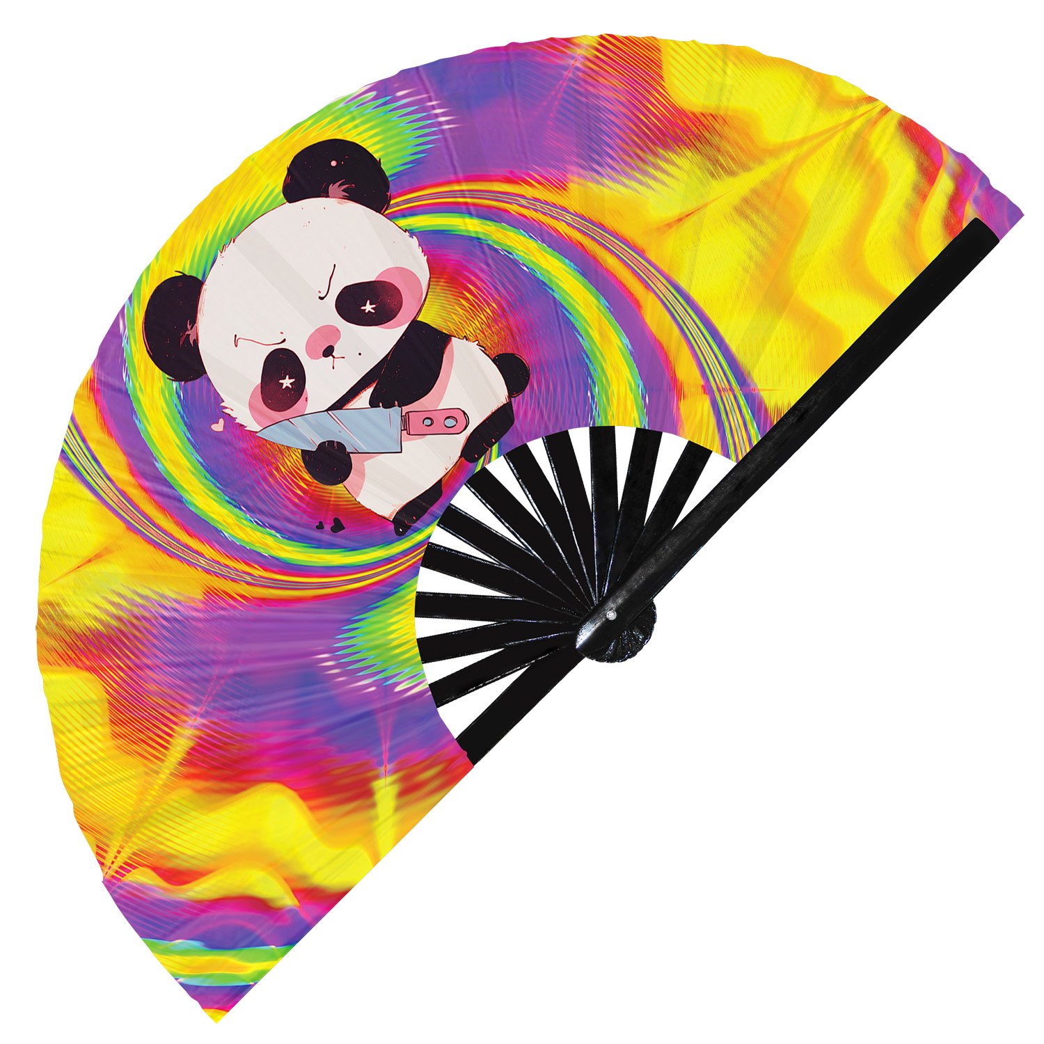 Cute Murderous Panda With Knife Violence - Clack Folding Rave & Festival Hand Fan - Image 4