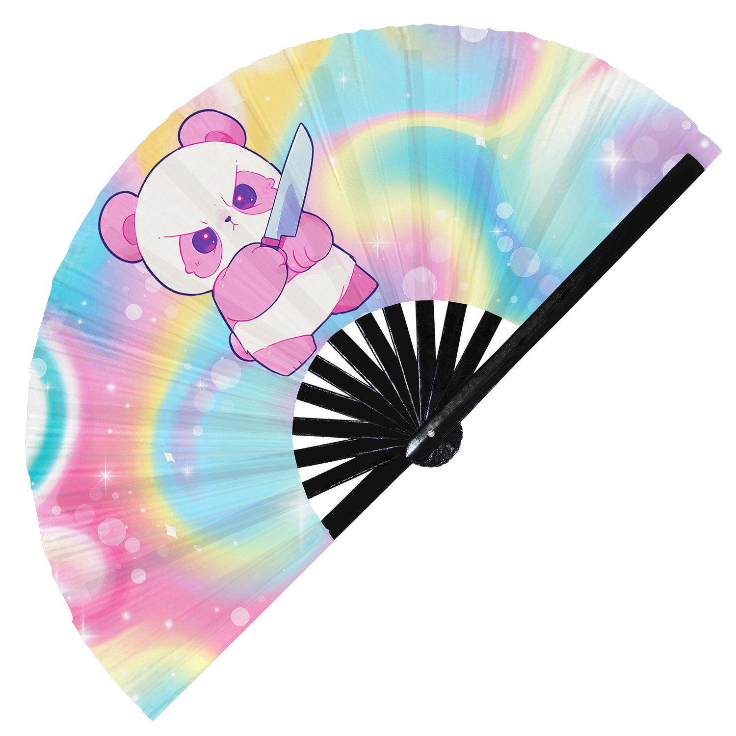 Cute Murderous Panda With Knife Violence - Clack Folding Rave & Festival Hand Fan - Image 10