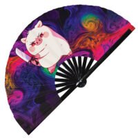 Cute Murderous Pig With Knife Violence Piglet - Clack Folding Rave & Festival Hand Fan