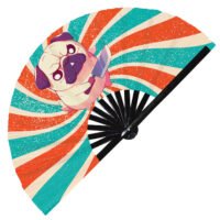 Cute Murderous Pug With Knife Violence Dog - Clack Folding Rave & Festival Hand Fan
