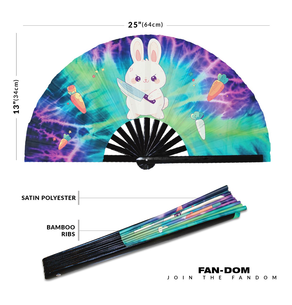 Cute Murderous Rabbit With Knife Violence Bunny - Clack Folding Rave & Festival Hand Fan - Image 12