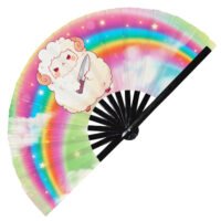 Cute Murderous Sheep With Knife Violence Lamb - Clack Folding Rave & Festival Hand Fan