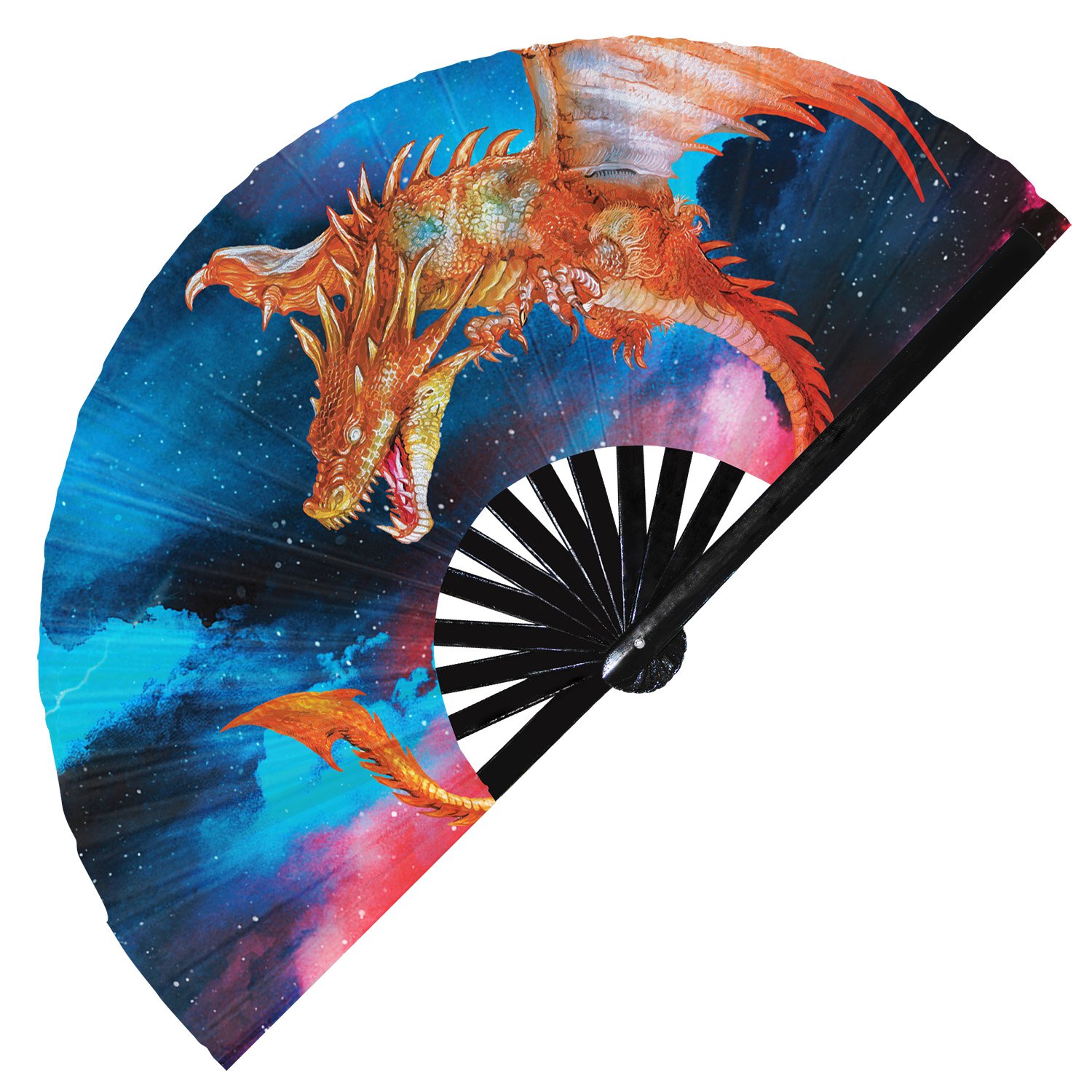 Colorful Flying Dragon- Clack Folding Rave & Festival Hand Fan - Image 4