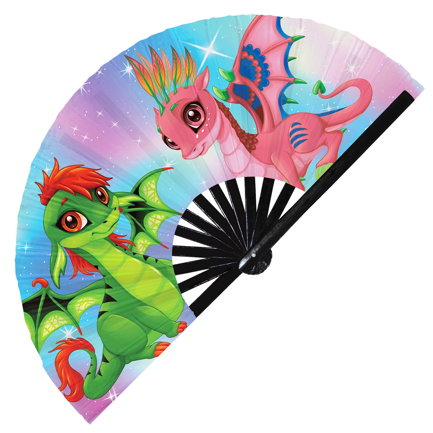 Colorful Flying Dragon- Clack Folding Rave & Festival Hand Fan - Image 9