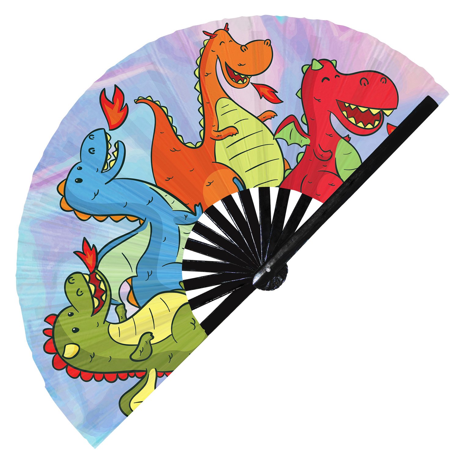 Colorful Flying Dragon- Clack Folding Rave & Festival Hand Fan - Image 10
