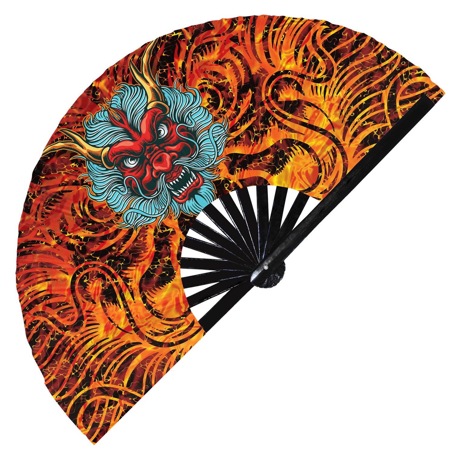 Colorful Flying Dragon- Clack Folding Rave & Festival Hand Fan - Image 11