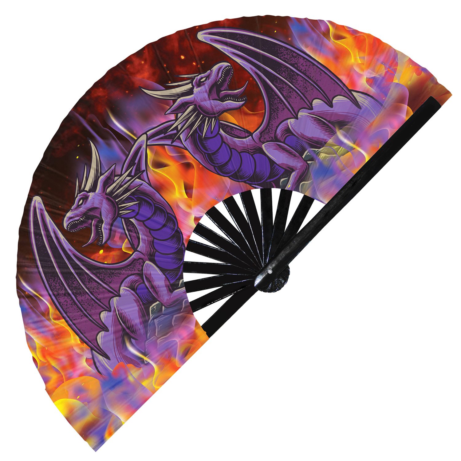 Colorful Flying Dragon- Clack Folding Rave & Festival Hand Fan - Image 2