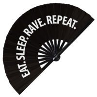 Eat Sleep Rave Repeat - Clack Folding Rave & Festival Hand Fan