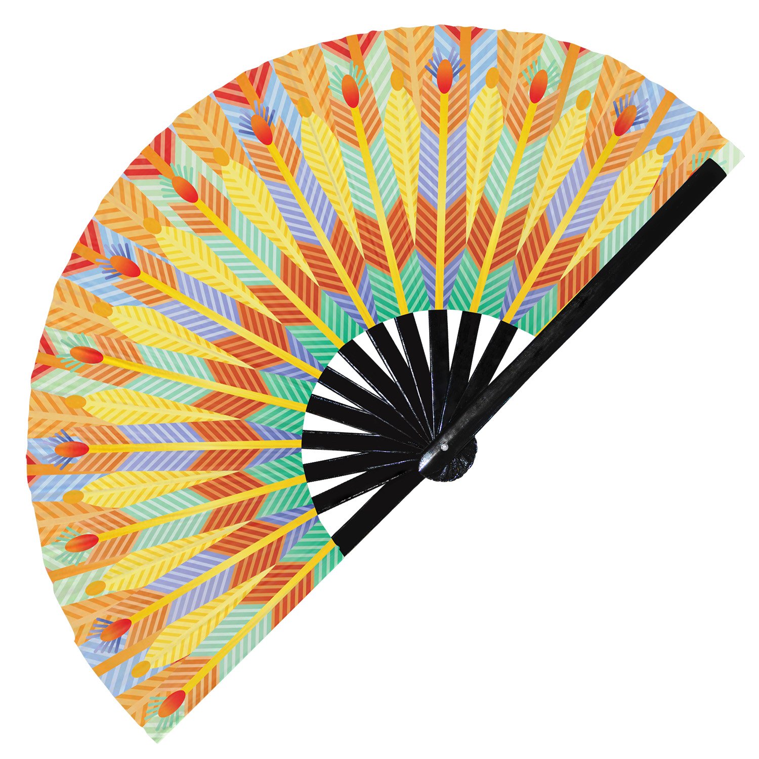 Eygptian Pharaoh Pyramid Hieroglyphics Theme - Clack Folding Rave & Festival Hand Fan - Image 3