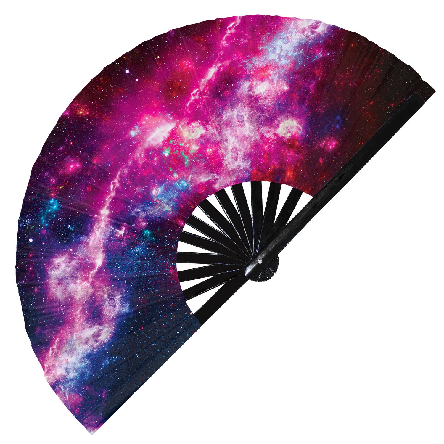 Rainbow Galaxy Nebula Space Stars - Clack Folding Rave & Festival Hand Fan - Image 11
