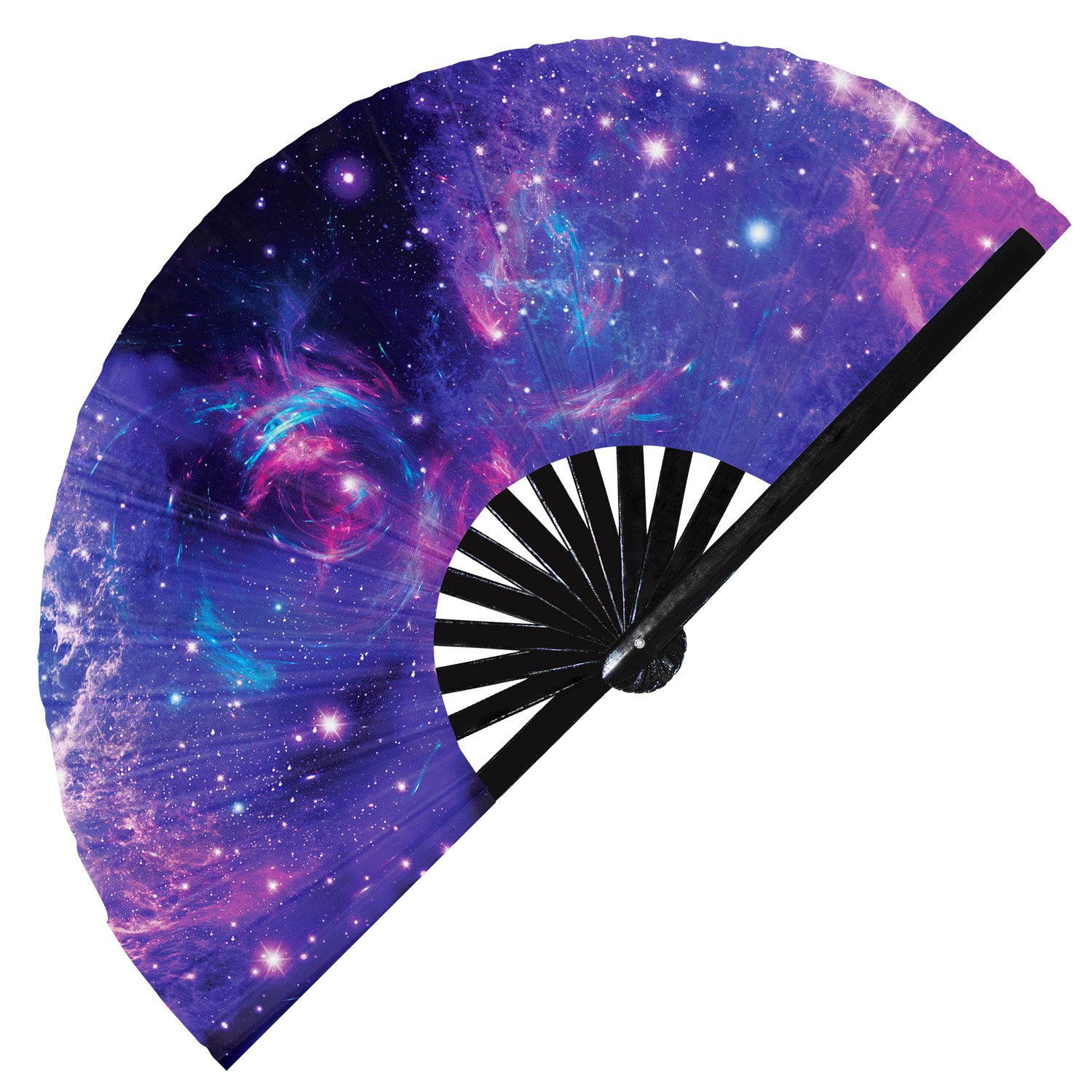 Rainbow Galaxy Nebula Space Stars - Clack Folding Rave & Festival Hand Fan - Image 5