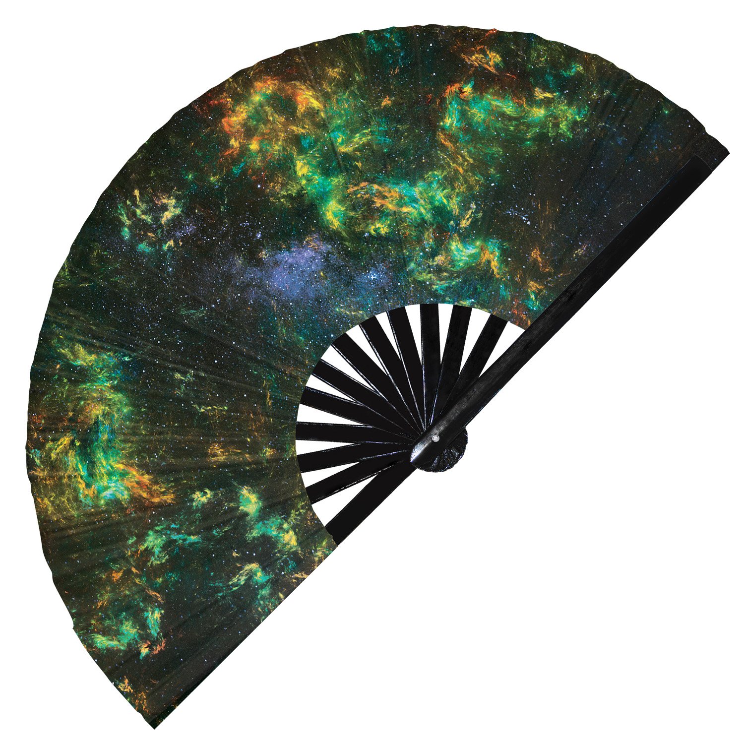 Rainbow Galaxy Nebula Space Stars - Clack Folding Rave & Festival Hand Fan - Image 7
