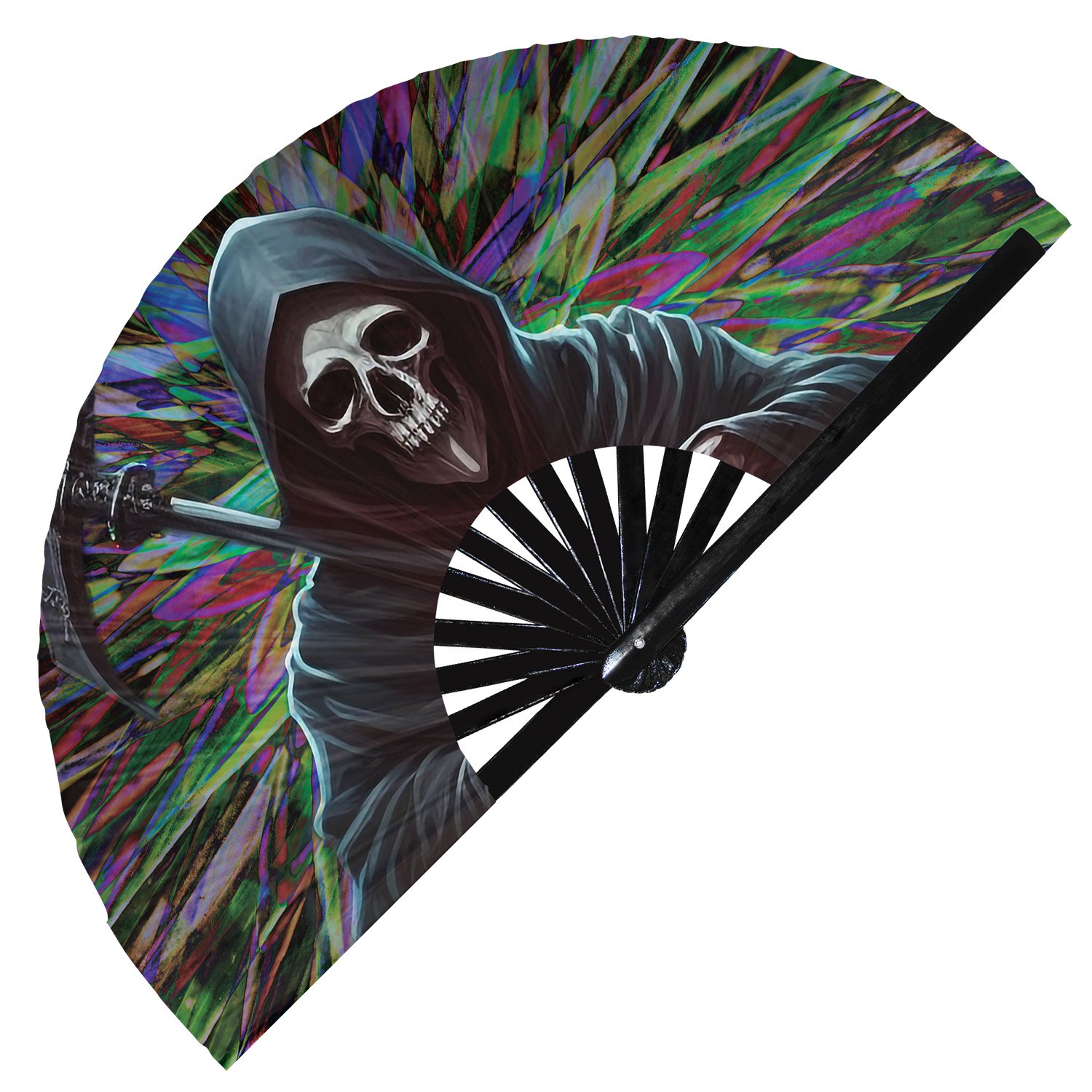 Grim Reaper Angel of Death - Clack Folding Rave & Festival Hand Fan - Image 2