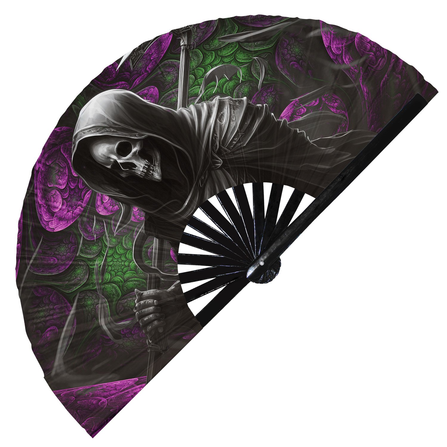Grim Reaper Angel of Death - Clack Folding Rave & Festival Hand Fan - Image 7
