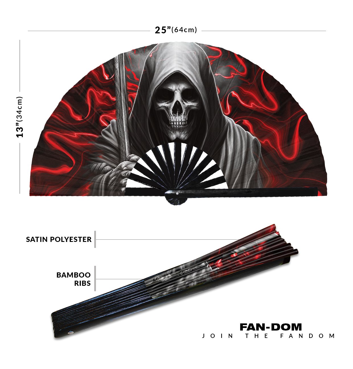 Grim Reaper Angel of Death - Clack Folding Rave & Festival Hand Fan - Image 12