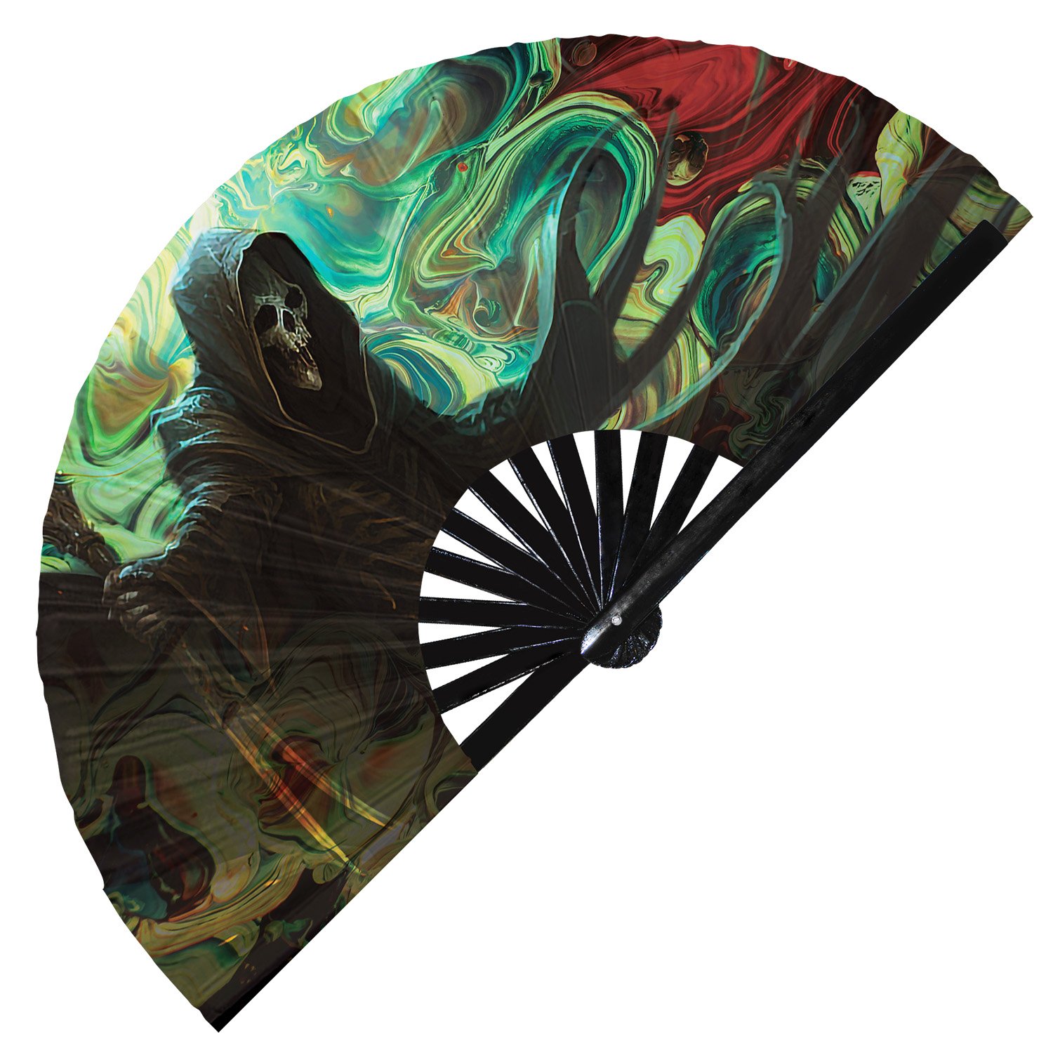 Grim Reaper Angel of Death - Clack Folding Rave & Festival Hand Fan - Image 9