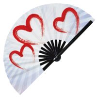 Valentines Heart Leopard Cupid Hearts - Clack Folding Rave & Festival Hand Fan