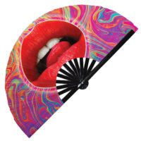 Sexy Lips Rainbow Lip Bite Mouth - Clack Folding Rave & Festival Hand Fan