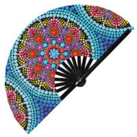 Colorful Mandala Dot Art Rainbow Painting - Clack Folding Rave & Festival Hand Fan