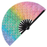 Iridescent Rainbow Mermaid Scales - Clack Folding Rave & Festival Hand Fan