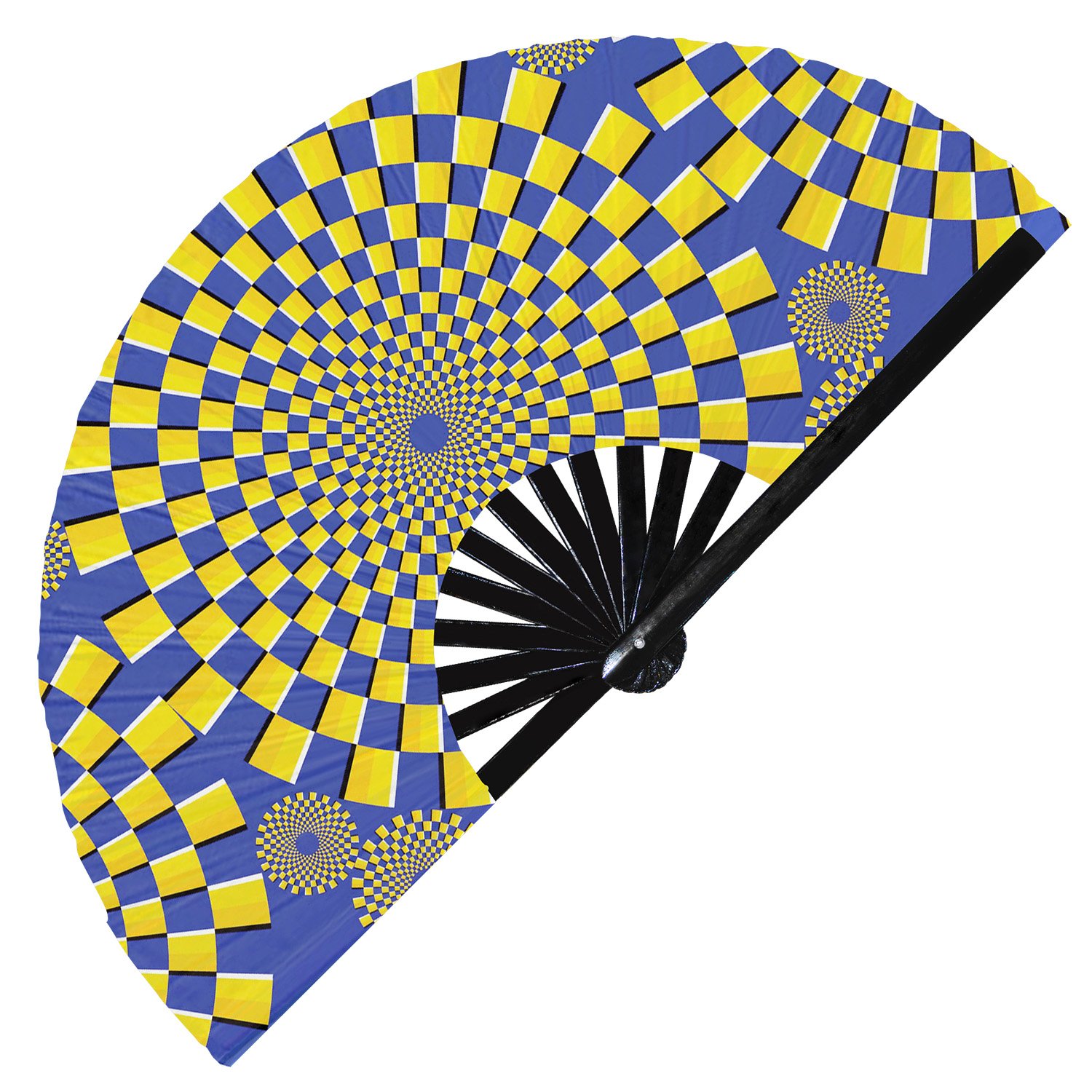 Optical Illusion Trippy Psychedelic Optical Effect - Clack Folding Rave & Festival Hand Fan - Image 3
