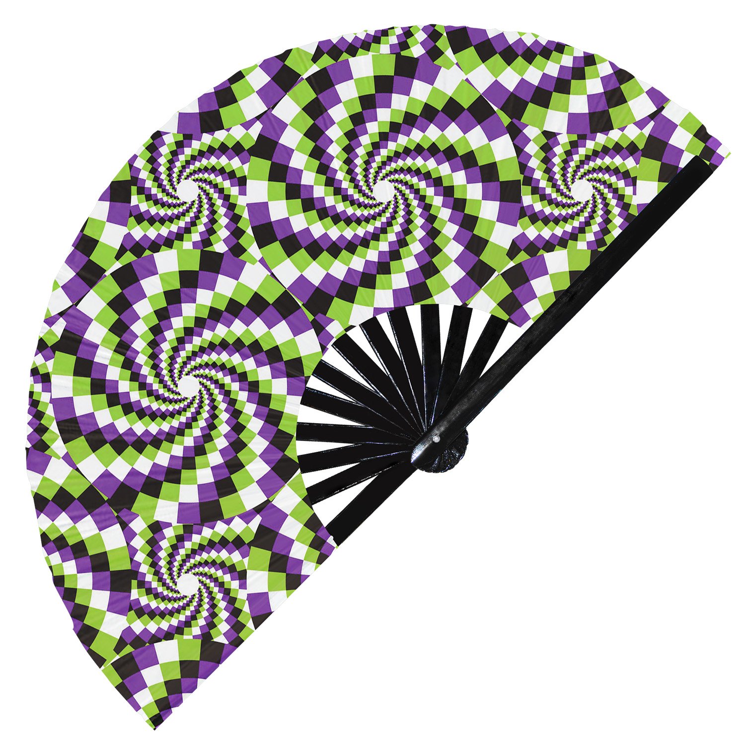 Optical Illusion Trippy Psychedelic Optical Effect - Clack Folding Rave & Festival Hand Fan