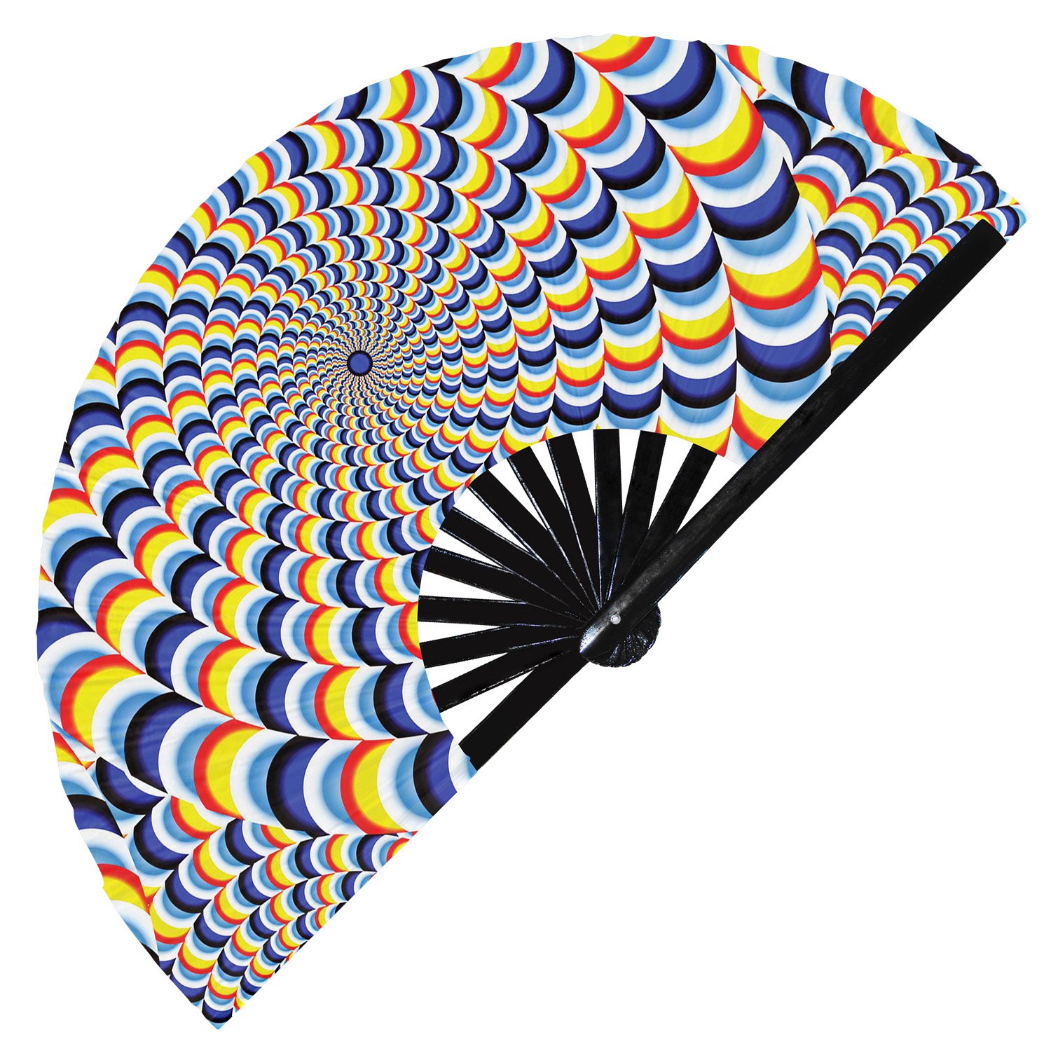 Optical Illusion Trippy Psychedelic Optical Effect - Clack Folding Rave & Festival Hand Fan - Image 5