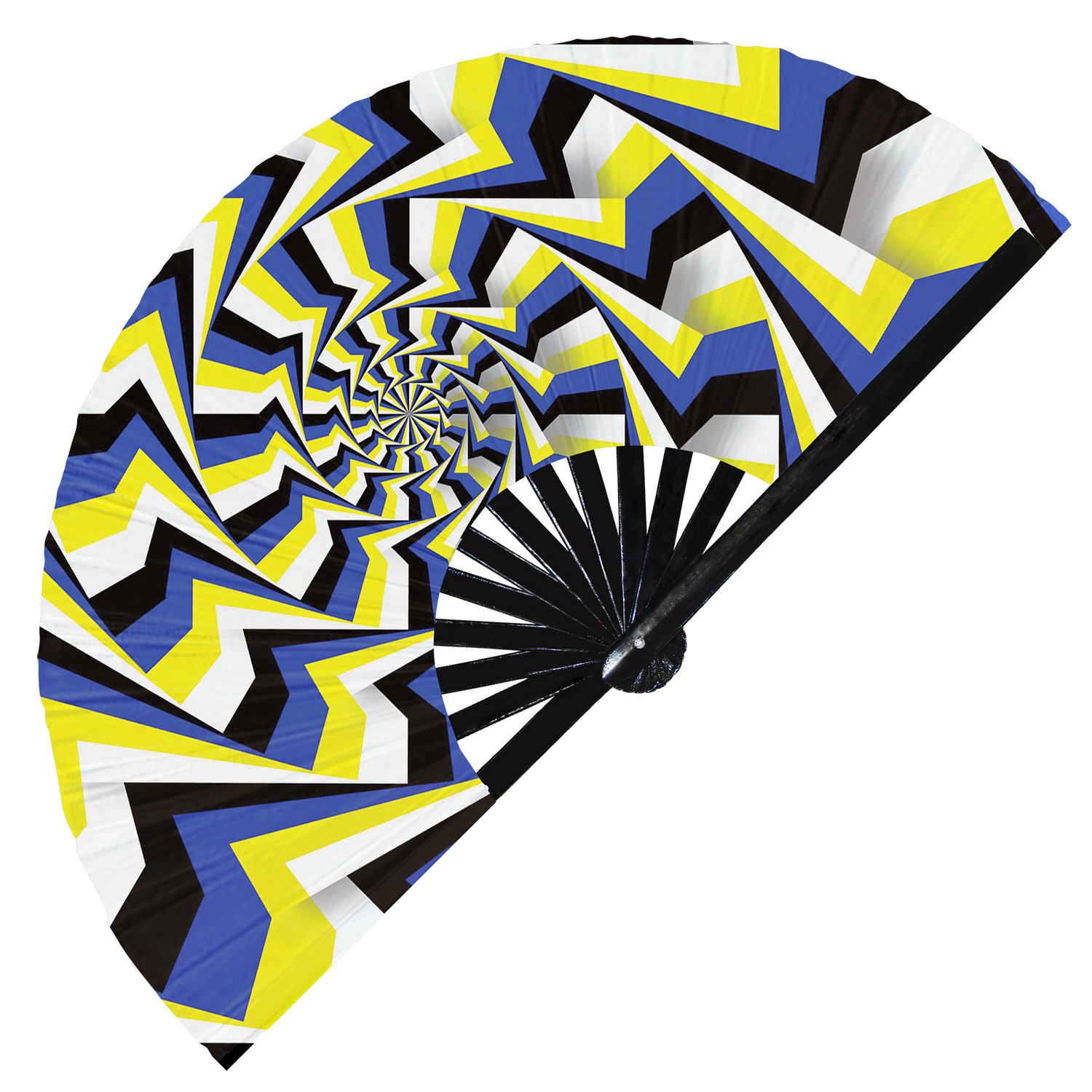 Optical Illusion Trippy Psychedelic Optical Effect - Clack Folding Rave & Festival Hand Fan - Image 6