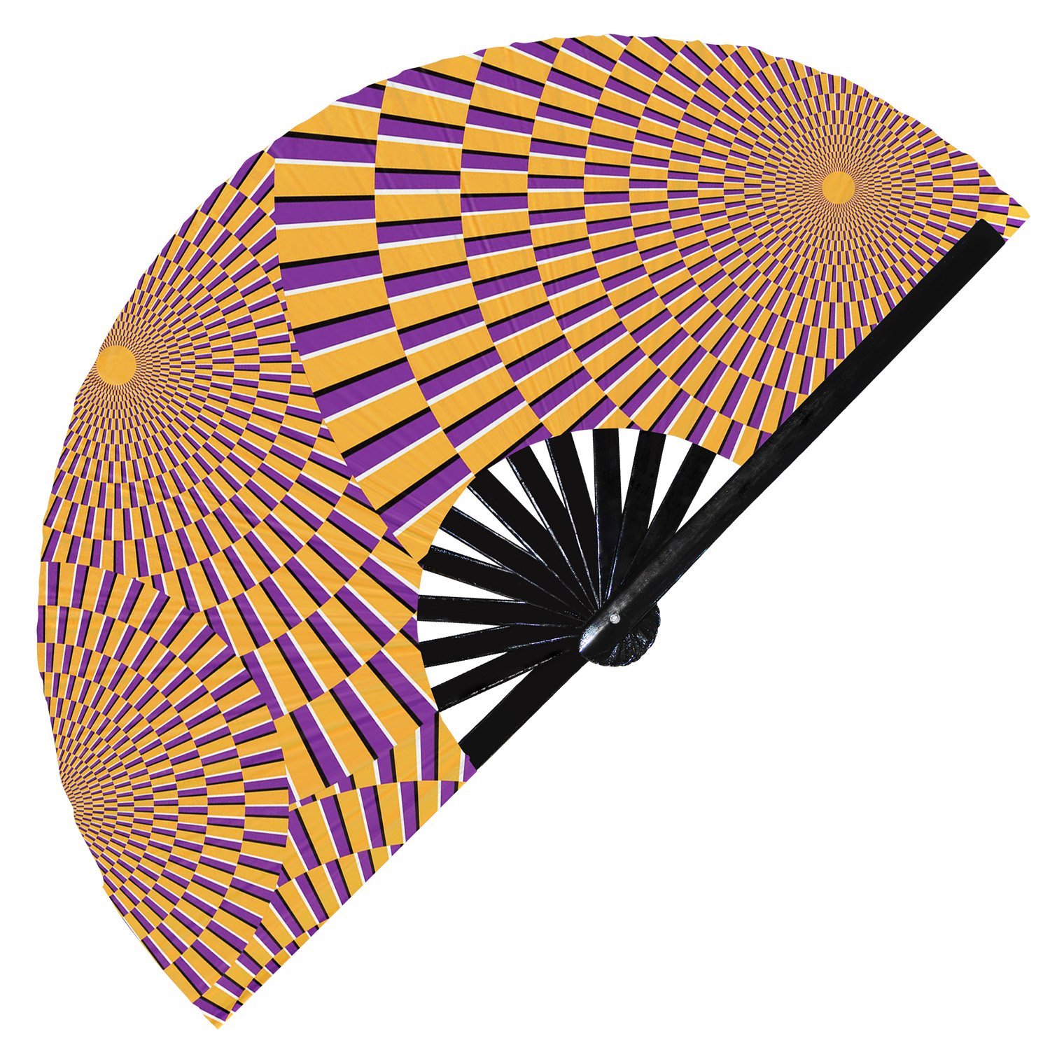 Optical Illusion Trippy Psychedelic Optical Effect - Clack Folding Rave & Festival Hand Fan - Image 7