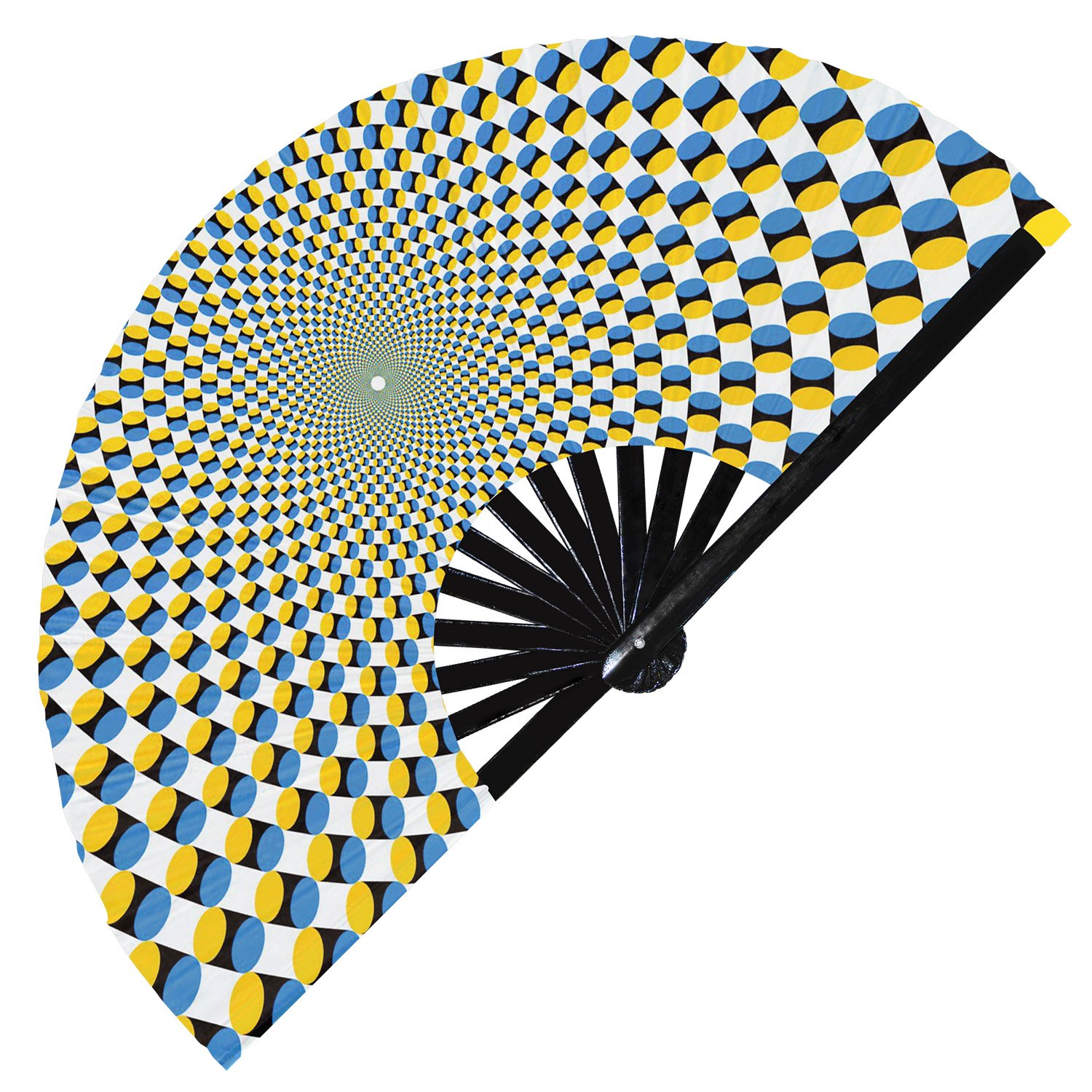 Optical Illusion Trippy Psychedelic Optical Effect - Clack Folding Rave & Festival Hand Fan - Image 8
