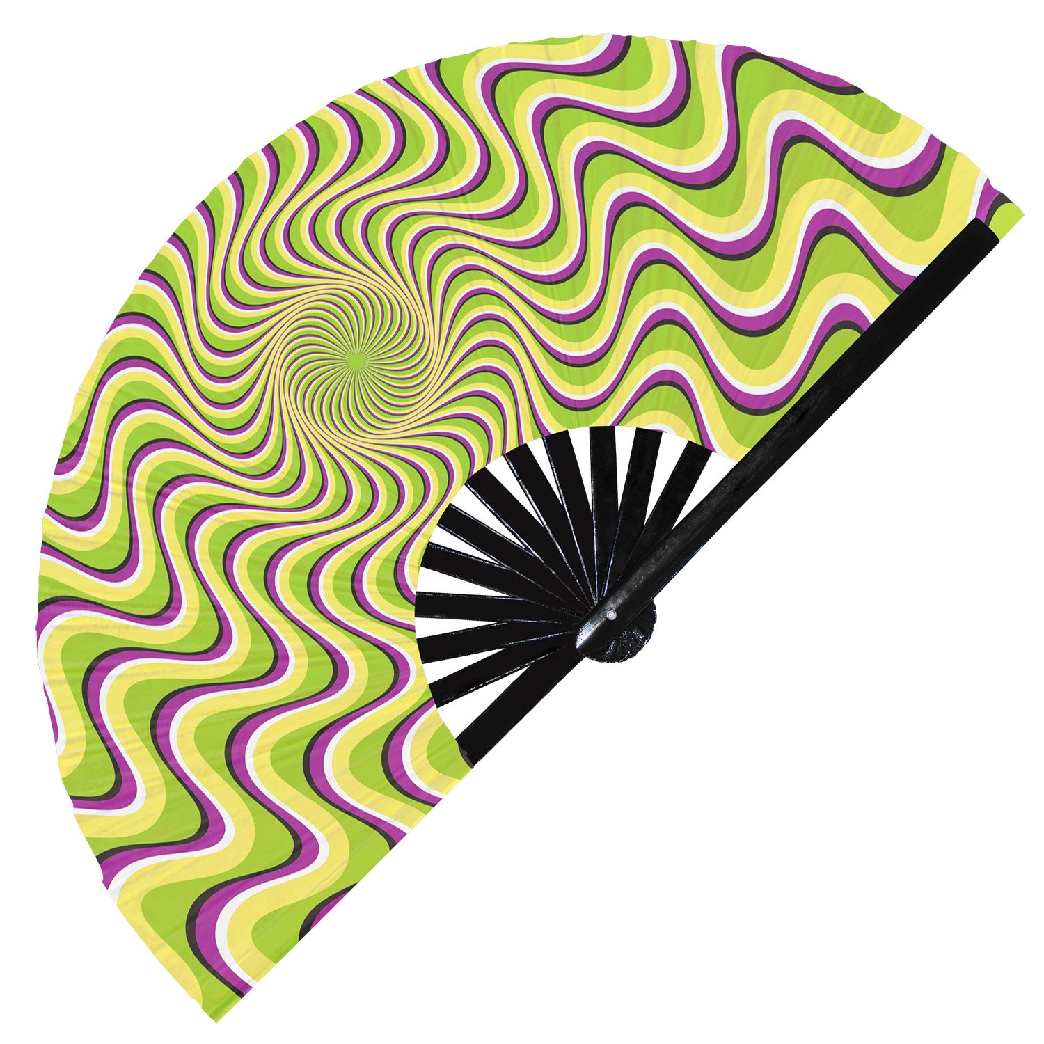 Optical Illusion Trippy Psychedelic Optical Effect - Clack Folding Rave & Festival Hand Fan - Image 10