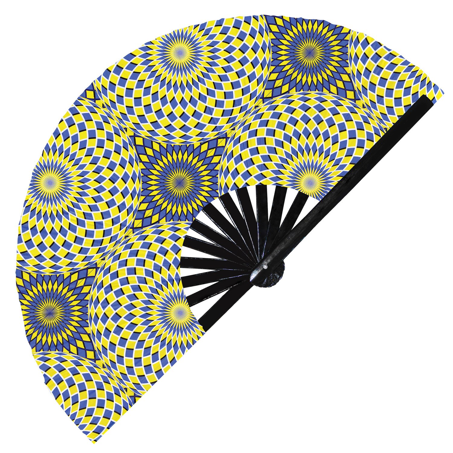 Optical Illusion Trippy Psychedelic Optical Effect - Clack Folding Rave & Festival Hand Fan - Image 2