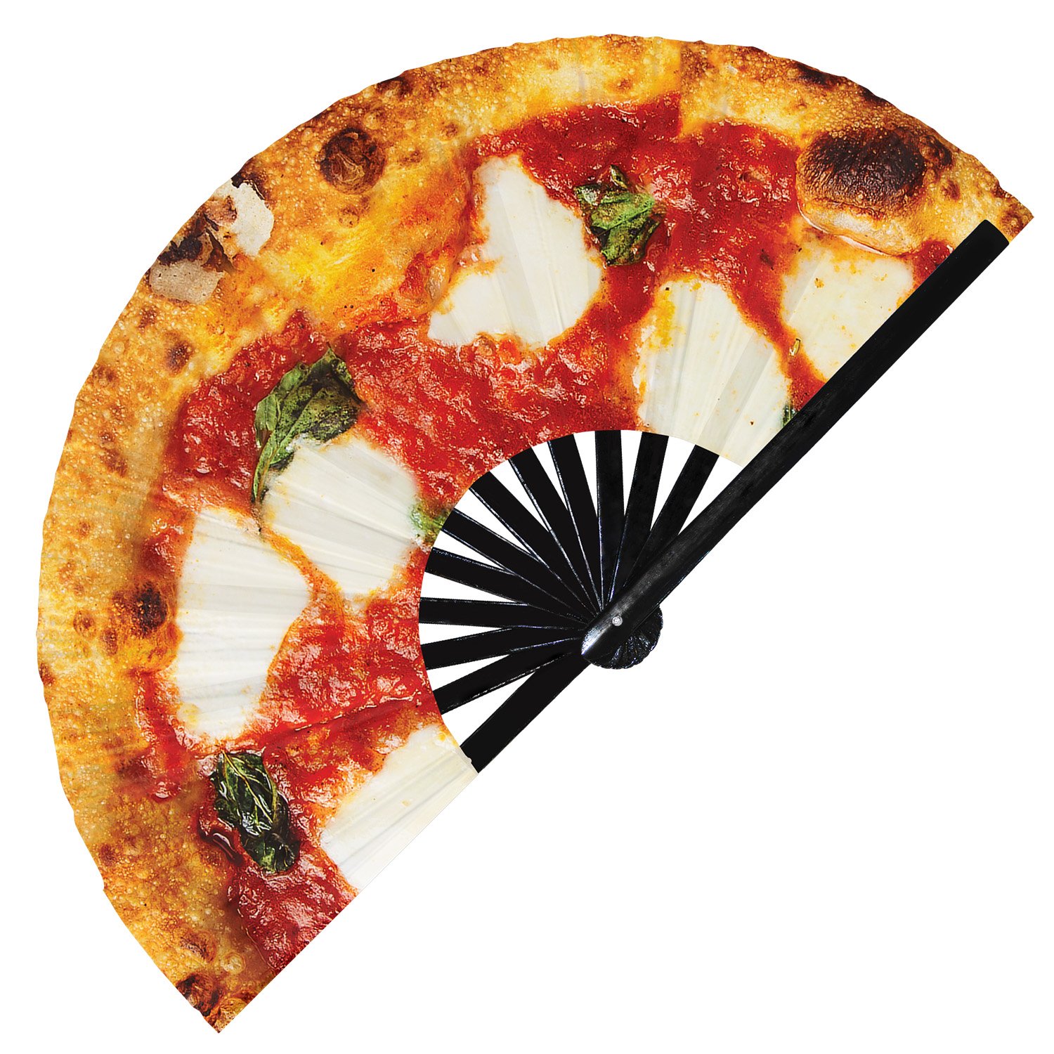 Pizza Top View Realistic Cheesy Slice - Clack Folding Rave & Festival Hand Fan - Image 10