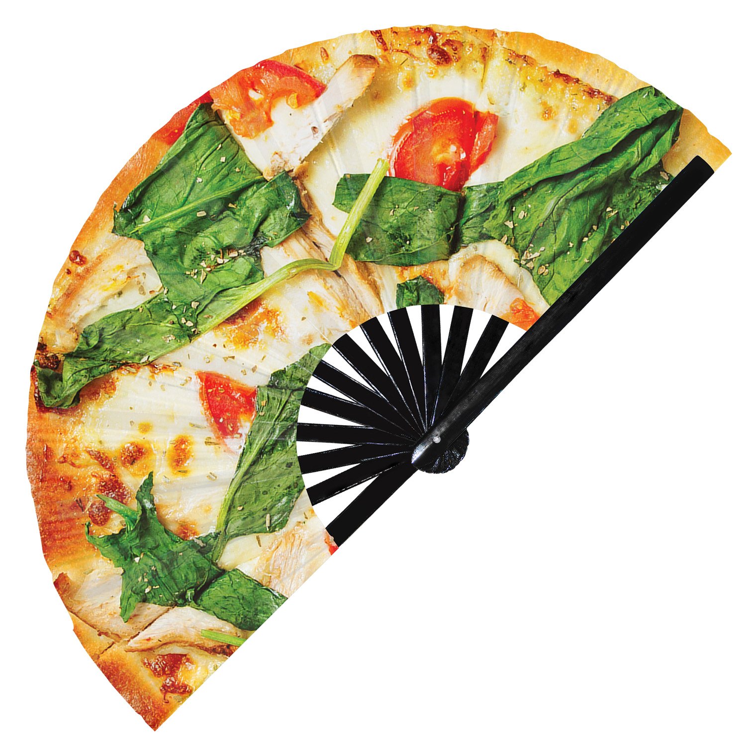 Pizza Top View Realistic Cheesy Slice - Clack Folding Rave & Festival Hand Fan - Image 11