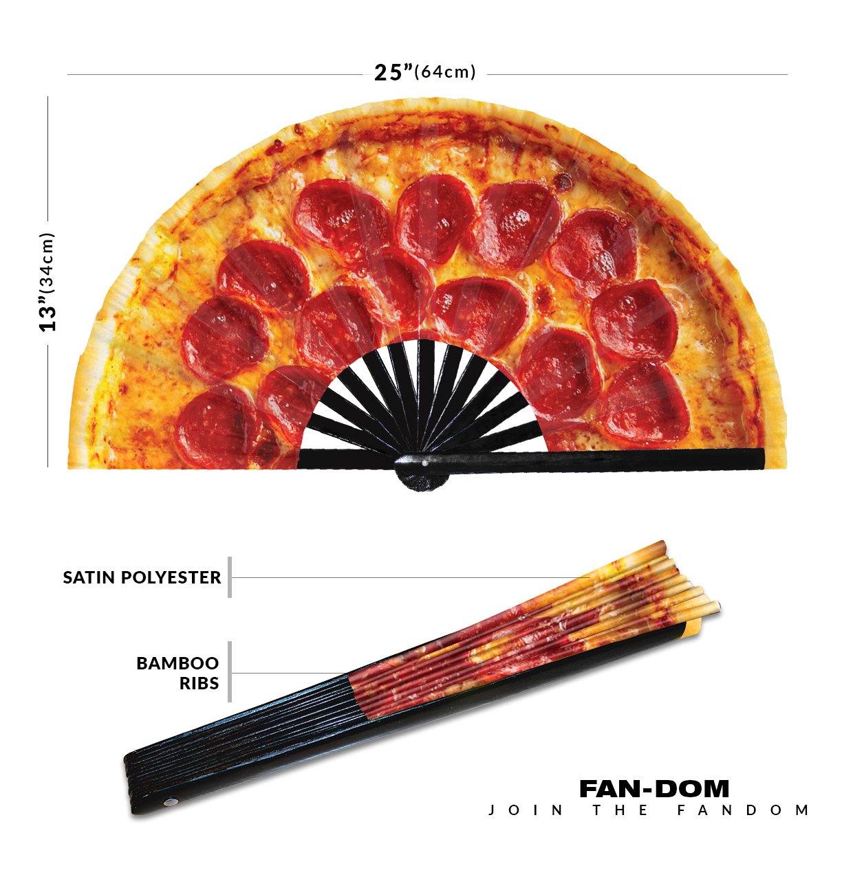 Pizza Top View Realistic Cheesy Slice - Clack Folding Rave & Festival Hand Fan - Image 3