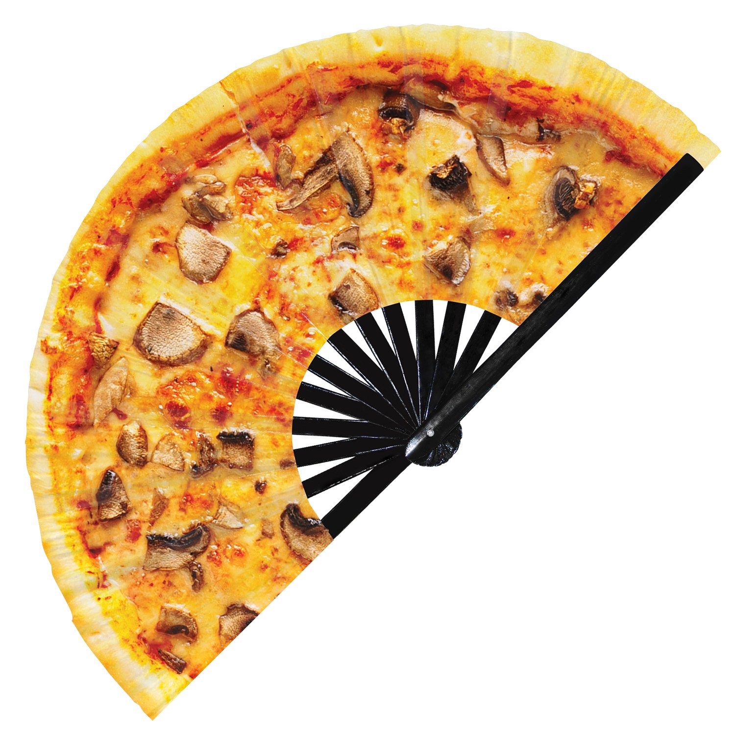 Pizza Top View Realistic Cheesy Slice - Clack Folding Rave & Festival Hand Fan - Image 2