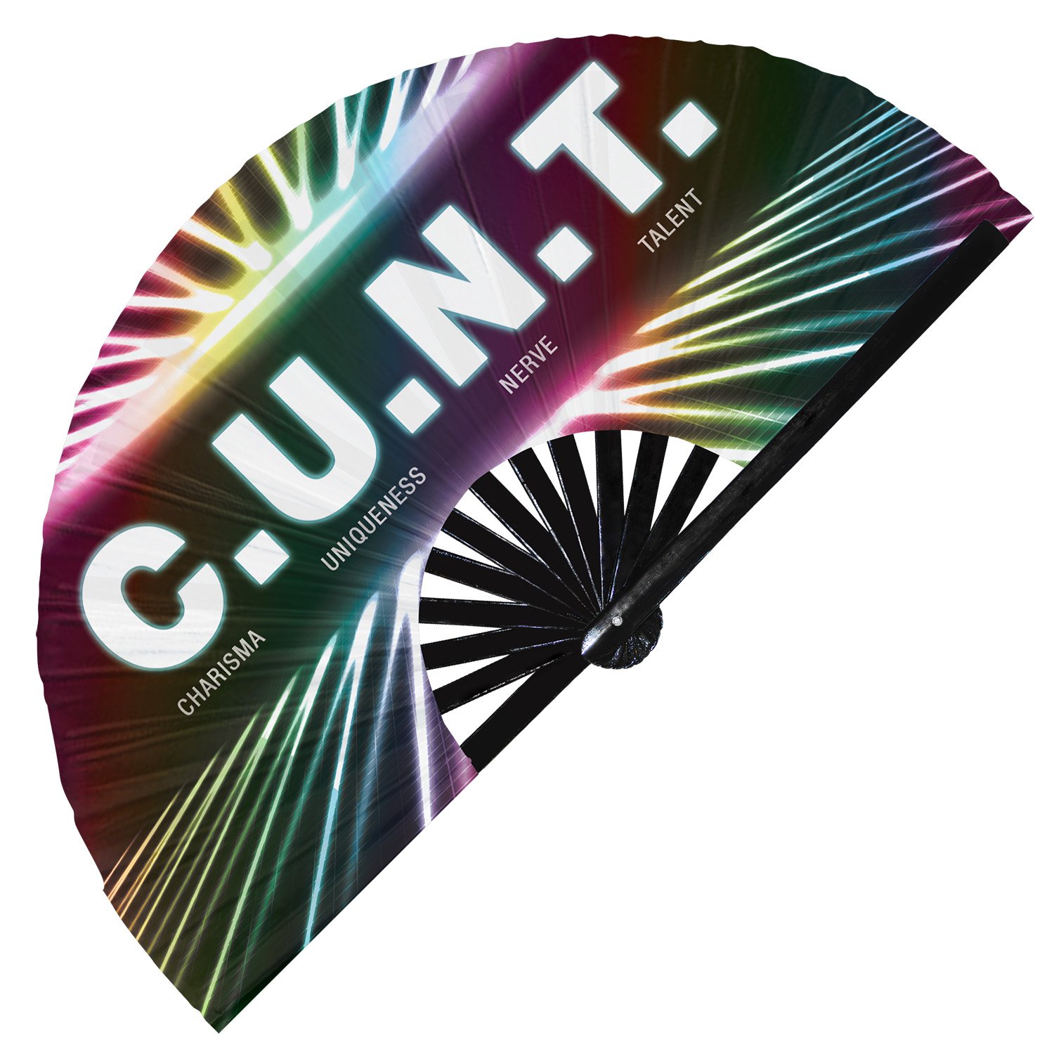 Pride Drag Slang Hunty Eat It Cunt Bye Girl Bye - Clack Folding Rave & Festival Hand Fan