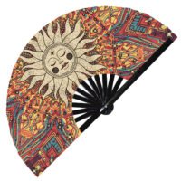 Colorful Sun Rainbow Solar Tribal Sunlight - Clack Folding Rave & Festival Hand Fan