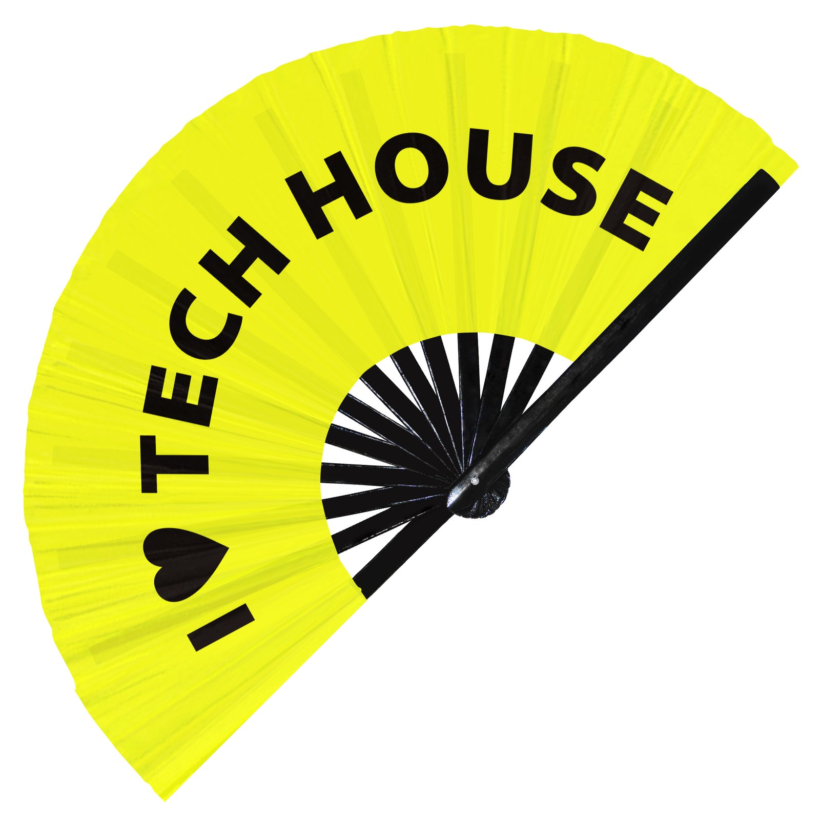 I Love Tech House - Clack Folding Rave & Festival Hand Fan - Image 2