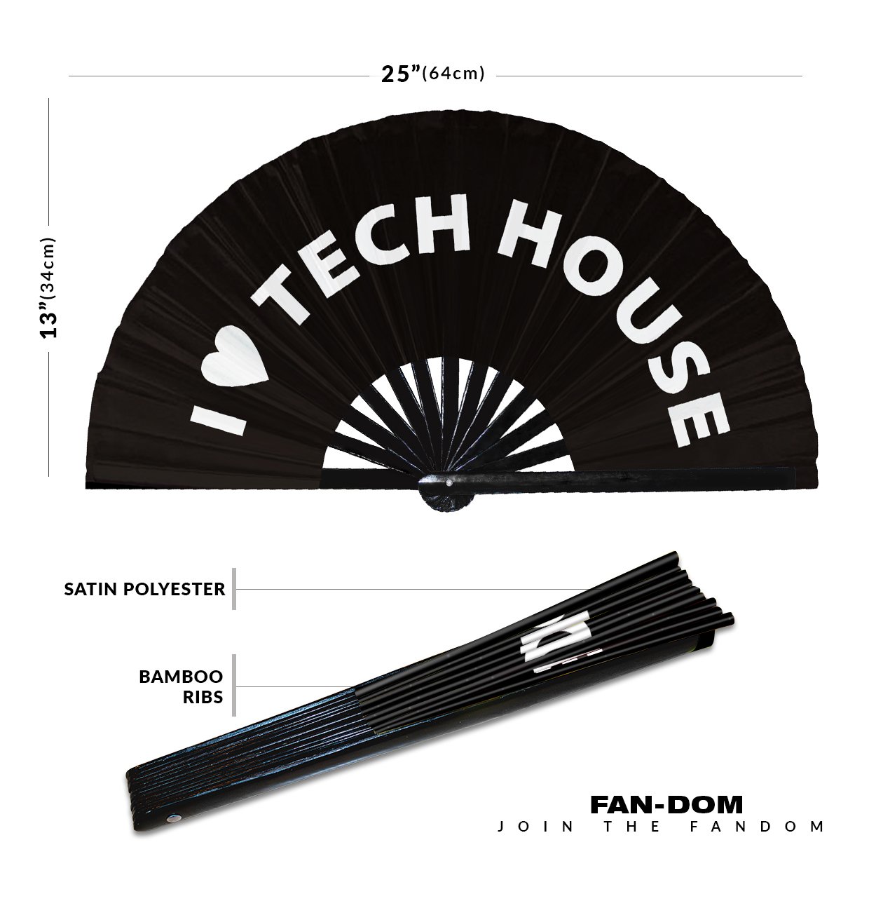 I Love Tech House - Clack Folding Rave & Festival Hand Fan - Image 10