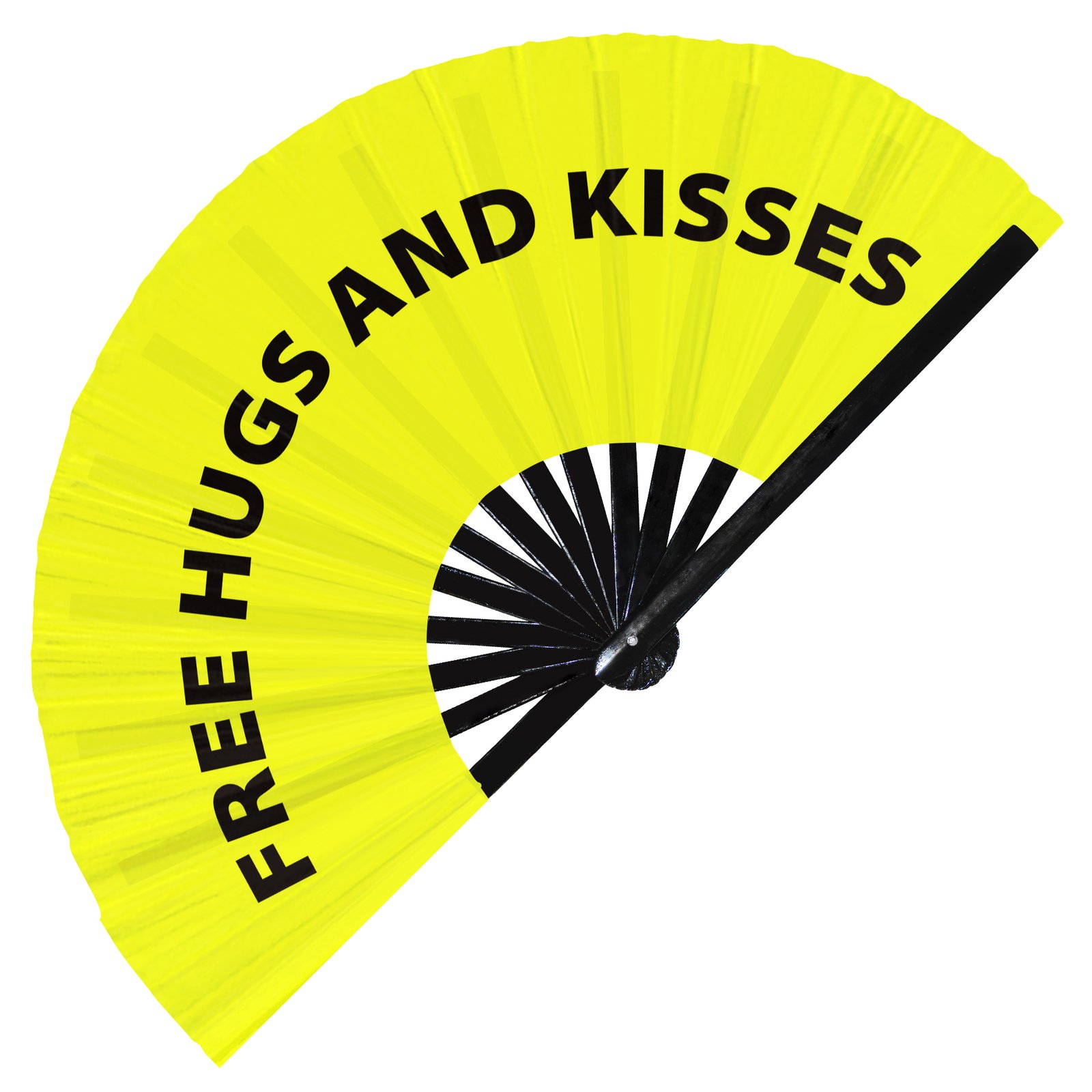 Free hugs and kisses - Clack Folding Rave & Festival Hand Fan - Image 2