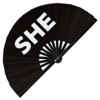She Prounouns - Clack Folding Rave & Festival Hand Fan