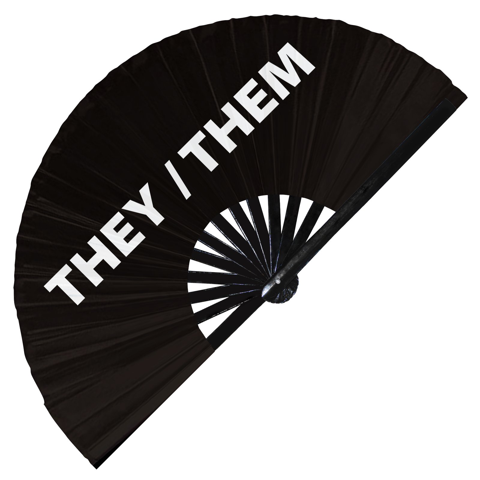 They - Them Prounouns - Clack Folding Rave & Festival Hand Fan